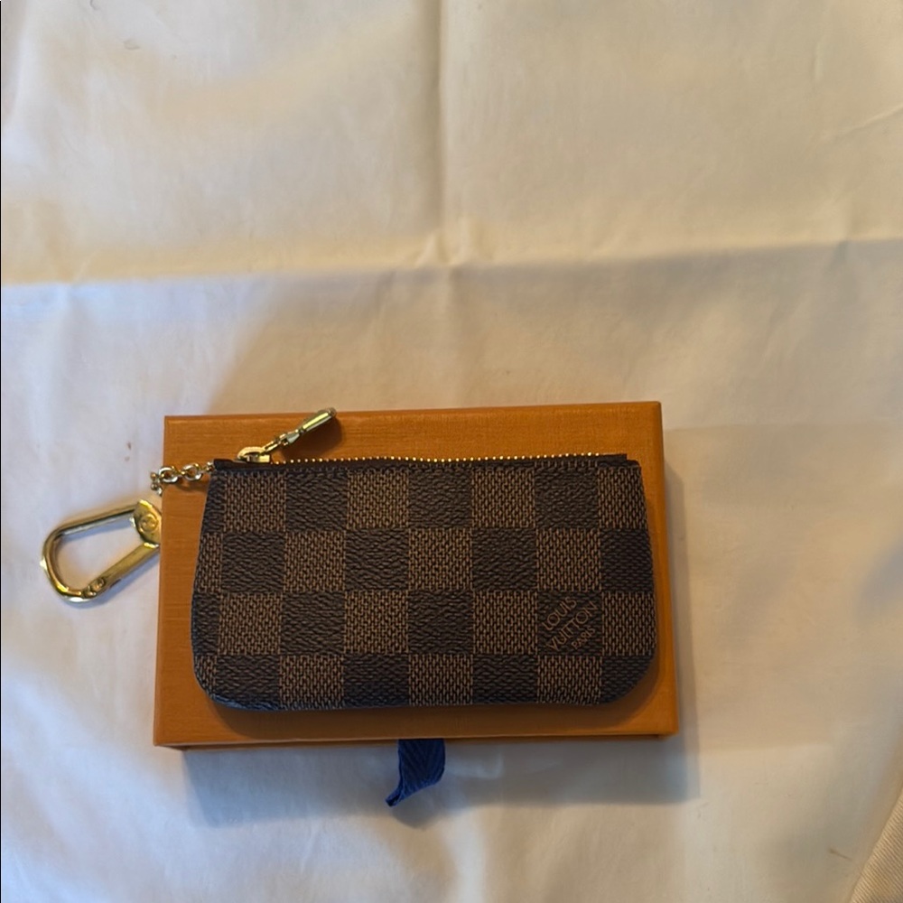 Checkered Brown Key Pouch